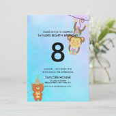 かわいい動物の水彩カスタム誕生会 招待状 (スタンド正面)