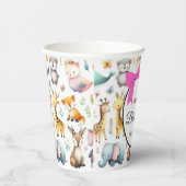かわいい動物の水色のドードル紙カップ 紙コップ (右)