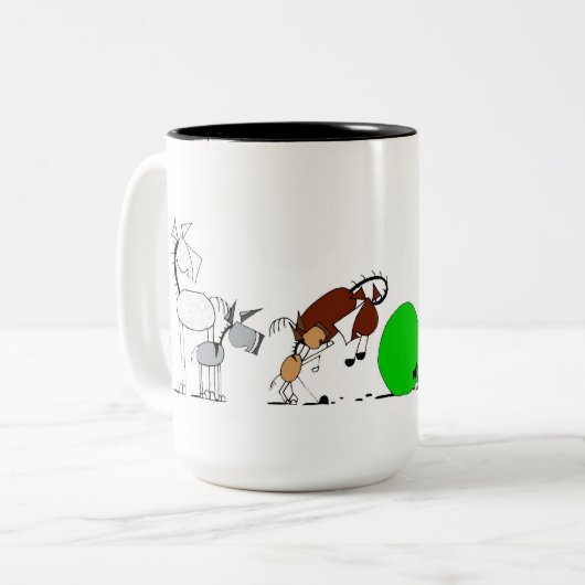 かわいい動物の漫画のマグ ツートーンマグカップ (正面左)
