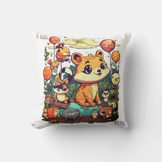 かわいい動物の漫画の新しいデザイン私は可愛い クッション (正面)