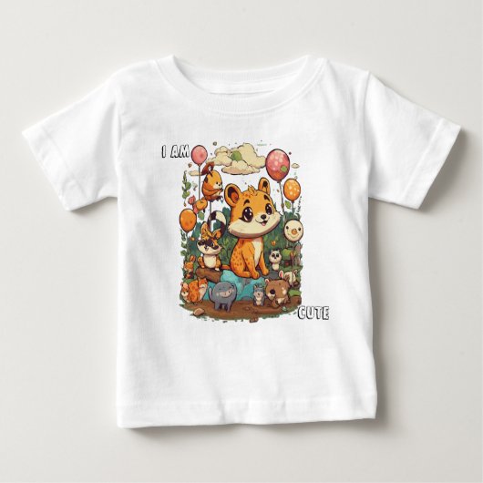 かわいい動物の漫画の新しいデザイン私は可愛い ベビーTシャツ (正面)