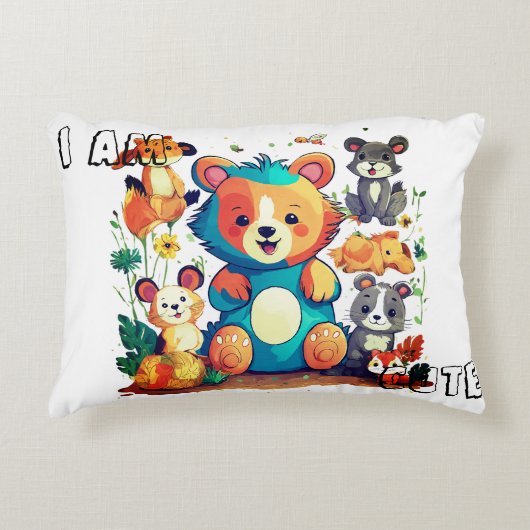 かわいい動物の漫画の私は可愛い アクセントクッション (正面)