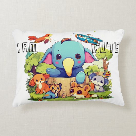 かわいい動物の漫画イラストレーションかわいい アクセントクッション (正面)