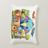 かわいい動物の漫画イラストレーションかわいい アクセントクッション (裏面(縦))