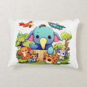 かわいい動物の漫画イラストレーションかわいい アクセントクッション (裏面)