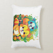 かわいい動物の漫画イラストレーションかわいい アクセントクッション (裏面(縦))