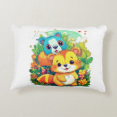 かわいい動物の漫画イラストレーションかわいい アクセントクッション (裏面)