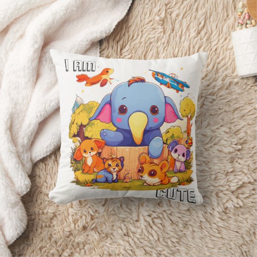 かわいい動物の漫画イラストレーションかわいい クッション (ブランケット)