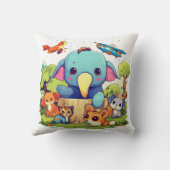 かわいい動物の漫画イラストレーションかわいい クッション (裏面)