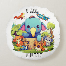 かわいい動物の漫画イラストレーションかわいい ラウンドクッション