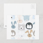 かわいい動物の漫画テディベア、ライオンとウサギ ポストカード (正面/裏面)