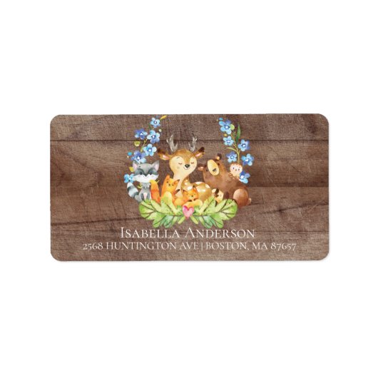 かわいい動物の男の子ベビーシャワー住所 シール (正面)