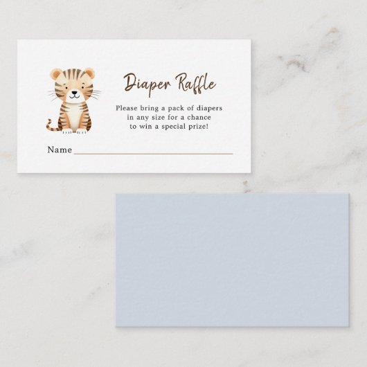 かわいい動物の男の赤ちゃんシャワーおむつラッフル エンクロージャーカード (正面/裏面)