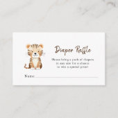 かわいい動物の男の赤ちゃんシャワーおむつラッフル エンクロージャーカード (正面)