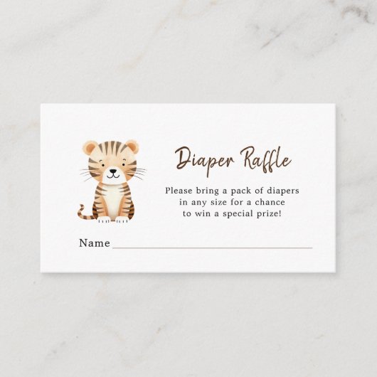 かわいい動物の男の赤ちゃんシャワーおむつラッフル エンクロージャーカード (正面)