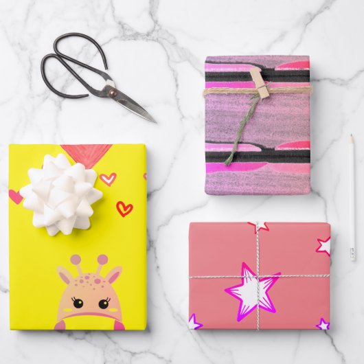 かわいい動物の着用顔マスク包装紙セット ラッピングペーパーシート (正面)