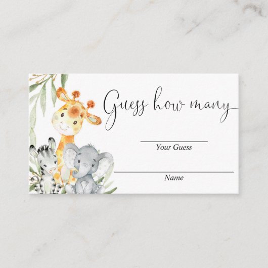 かわいい動物の緑をサファリ何枚か推測 エンクロージャーカード (正面)