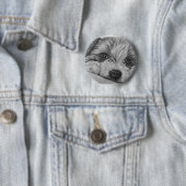 かわいい動物の芸術の小犬のスケッチ 缶バッジ (インサイチュ)