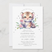 かわいい動物の虎が青い赤ちゃんシャワーを星 招待状 (正面)