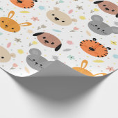 かわいい動物の虎のウサギのクマのパターン ラッピングペーパー (角)
