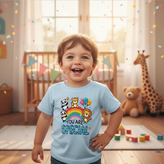 かわいい動物の虹の特別なデザインの幼児・赤ちゃん服 ベビーTシャツ