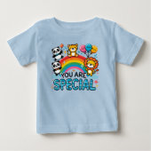 かわいい動物の虹の特別なデザインの幼児・赤ちゃん服 ベビーTシャツ (正面)