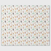 かわいい動物の誕生日パーティーパターン ラッピングペーパー (フラット)