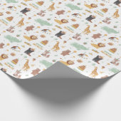 かわいい動物の誕生日パーティーパターン ラッピングペーパー (角)