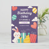 かわいい動物の誕生日パーティー招待状テンプレート 招待状 (スタンド正面)