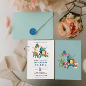 かわいい動物の誕生日パーティー音楽バ子供へンド セーブザデート