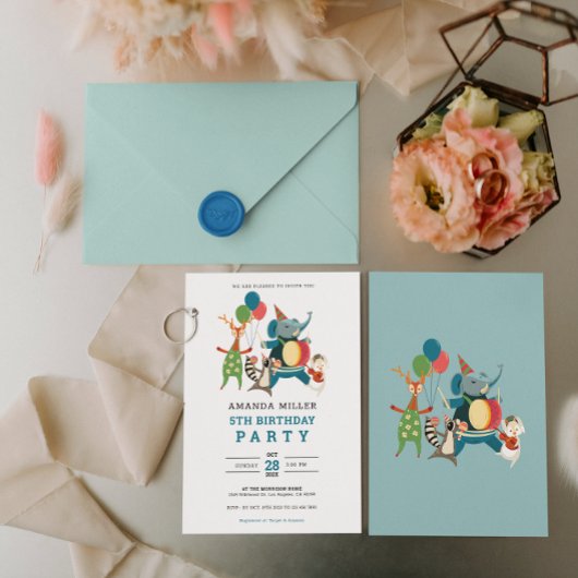 かわいい動物の誕生日パーティー音楽バ子供へンド セーブザデート