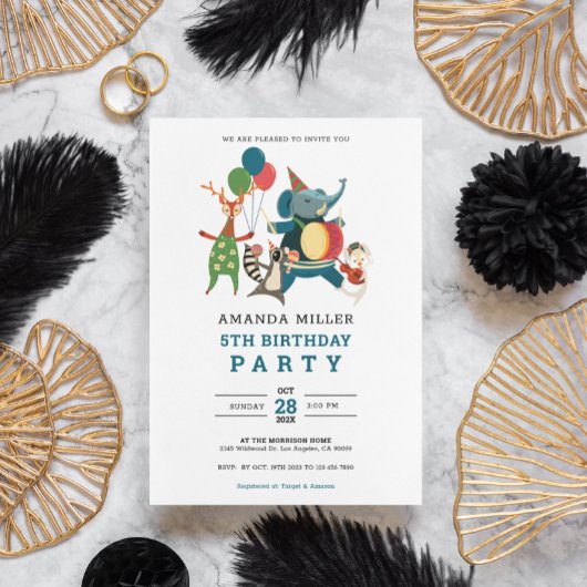 かわいい動物の誕生日パーティー音楽バ子供へンド セーブザデート