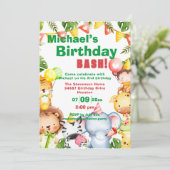 かわいい動物の誕生日パーティー 招待状 (スタンド正面)