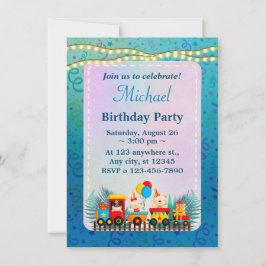 かわいい動物の誕生日電車おめでとうカード