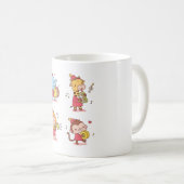 かわいい動物の象、キリン、サル、ライオンのミュー コーヒーマグカップ (正面右)