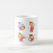 かわいい動物の象、キリン、サル、ライオンのミュー コーヒーマグカップ (中央)