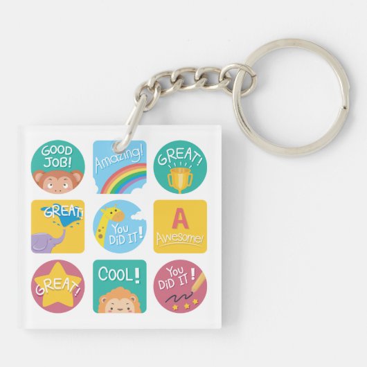 かわいい動物の賞品やる気を起こさせる教室ラベル キーホルダー (裏面)
