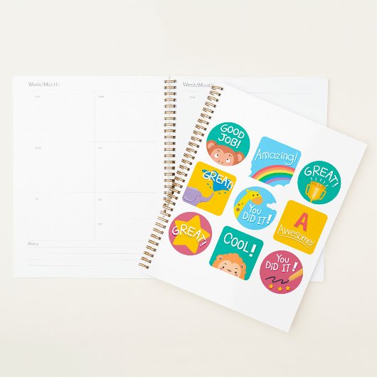 かわいい動物の賞品やる気を起こさせる教室ラベル プランナー手帳