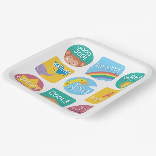 かわいい動物の賞品やる気を起こさせる教室ラベル ペーパープレート (傾斜あり)