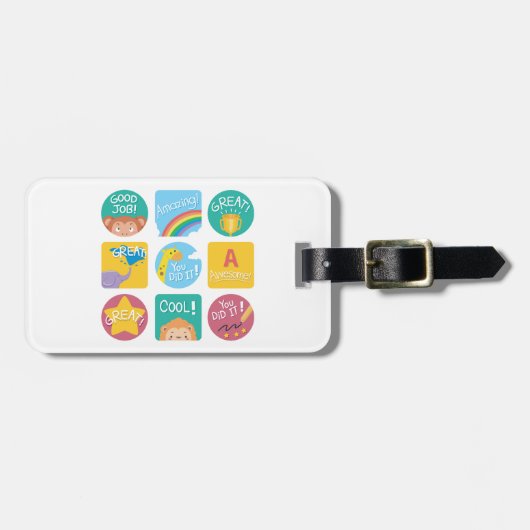 かわいい動物の賞品やる気を起こさせる教室ラベル ラゲッジタグ (正面横)