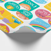 かわいい動物の賞品やる気を起こさせる教室ラベル ラッピングペーパー