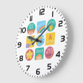 かわいい動物の賞品やる気を起こさせる教室ラベル ラージ壁時計 (傾斜)