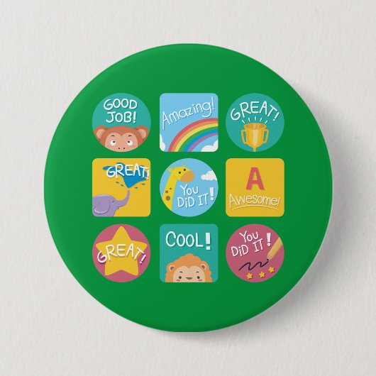 かわいい動物の賞品やる気を起こさせる教室ラベル 缶バッジ (正面)