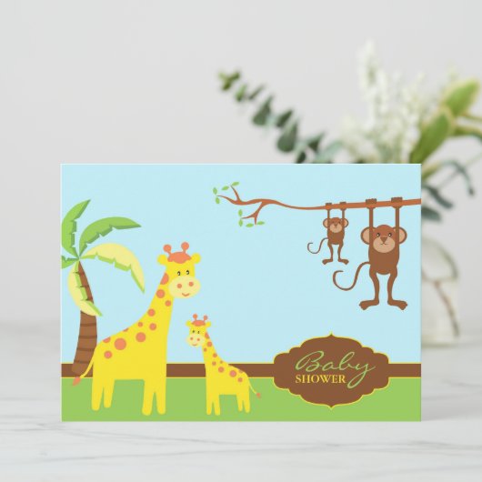 かわいい動物の赤ちゃんシャワーありがとう 招待状 (スタンド正面)