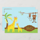 かわいい動物の赤ちゃんシャワーありがとう 招待状 (正面/裏面)