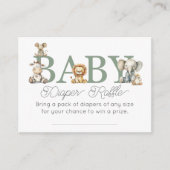 かわいい動物の赤ちゃんシャワーおむつラッフル エンクロージャーカード (正面)