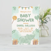 かわいい動物の赤ちゃんシャワーよくはしゃぐ招待状 招待状 (スタンド正面)