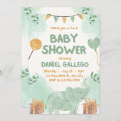 かわいい動物の赤ちゃんシャワーよくはしゃぐ招待状 招待状 (正面/裏面)
