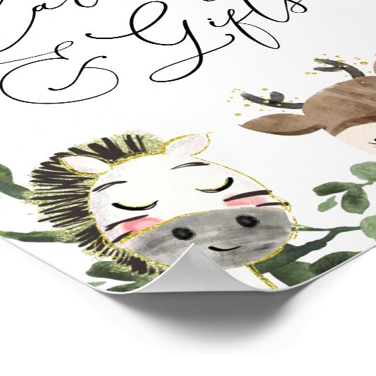 かわいい動物の赤ちゃんシャワーカードとギフトサイン ポスター (角)