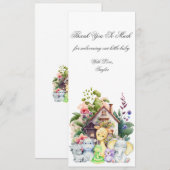 かわいい動物の赤ちゃんシャワーサンキューカード (正面/裏面)